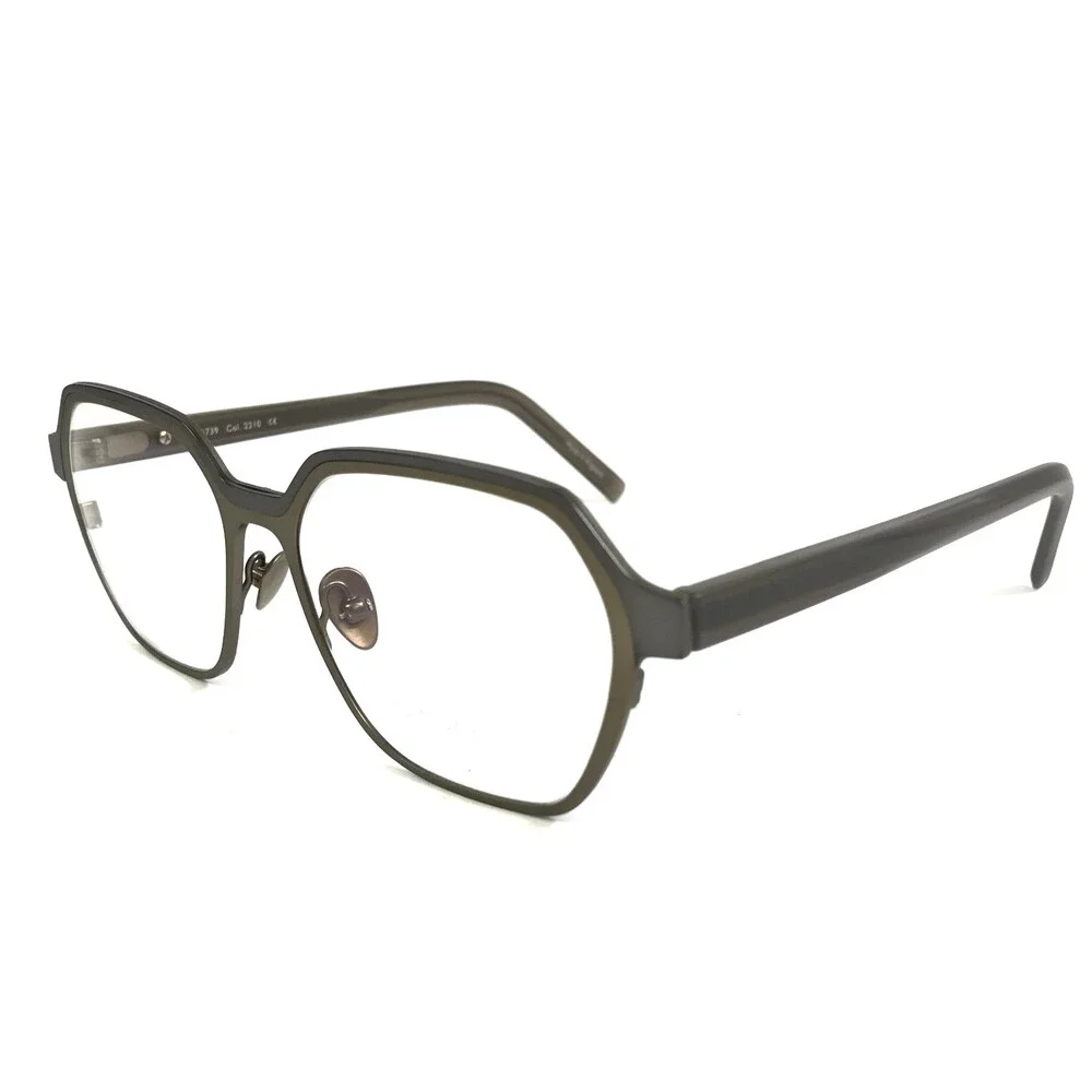 Tom Davies Eyeglasses Frames TD739 Col. 2210 Matte Brown Gray Hexagon 52-15-140